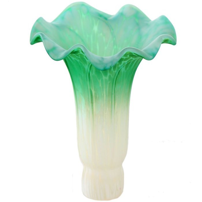 River of Goods 1000J Hand Blown Mercury Glass Replacement Lily Shade, Green/Amber N6