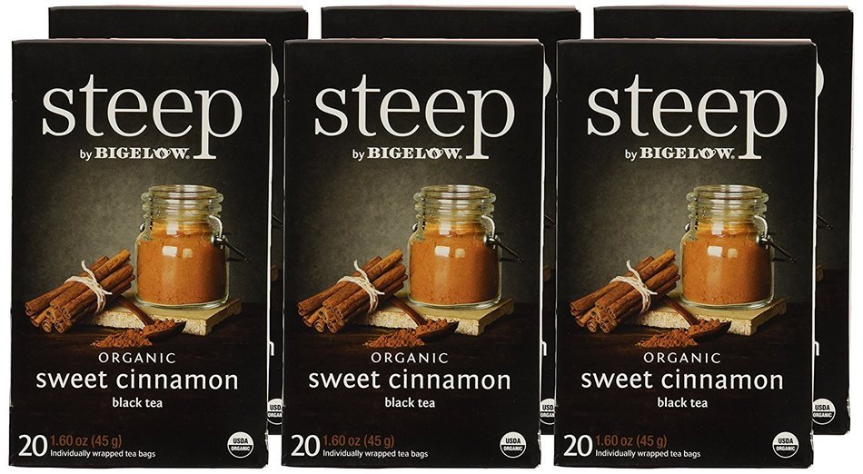 Steep by Bigelow Organic Sweet Cinnamon Black Tea, 20 Count (Pack of 6) N2