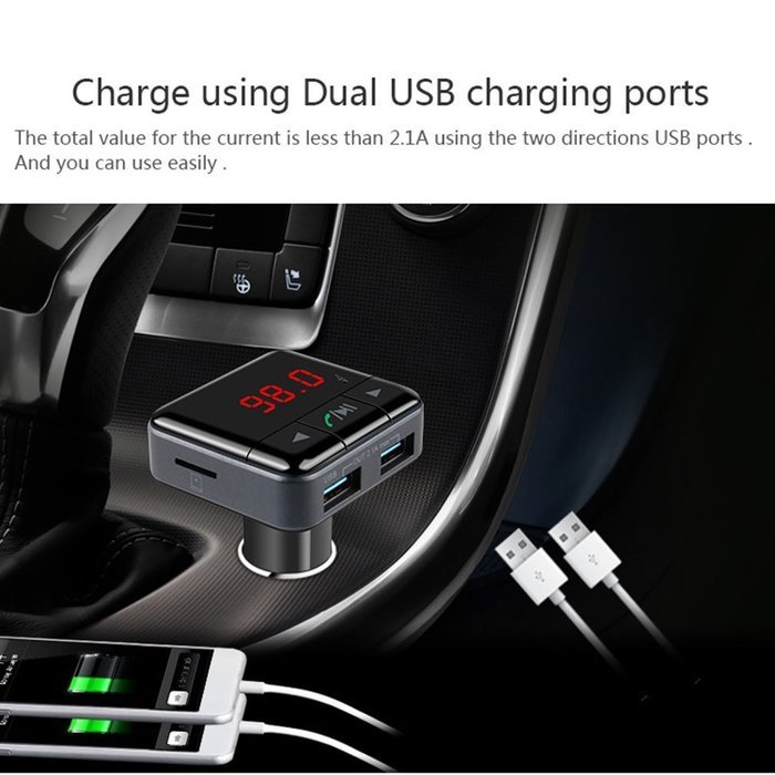 Car Bluetooth Charger, LESHP 4.0 Car Music FM Player Dual USB Charger