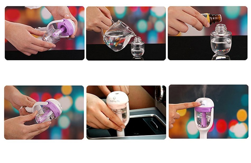 Portable Mini Aromatherapy Humidifier Aqueous Aroma Diffuser Air Freshener Air Purifier Freshener Travel Car Portable...