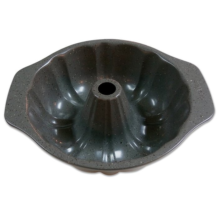casaWare Fluted Cake Pan 9.5-inch (12-Cup) Ceramic Coated NonStick (Silver Granite)