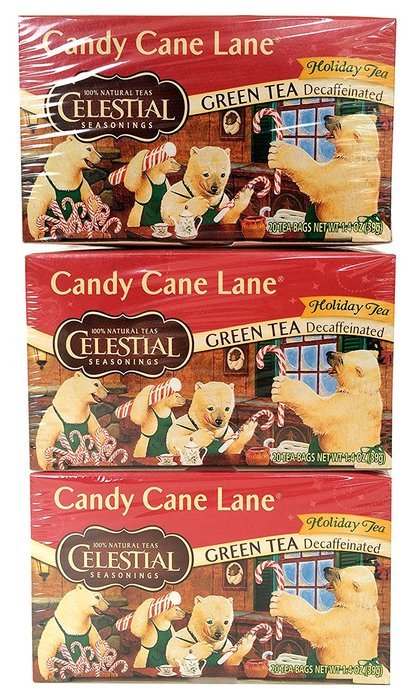 Candy Cane Lane Green Tea Decaf 20 Bags. 3 Pack N2