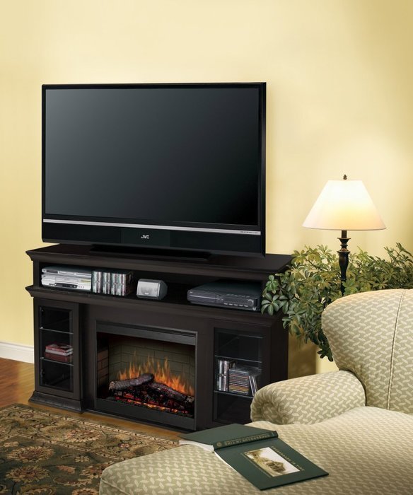 Dimplex Symphony Media Bennett TV Stand with Electric Fireplace in Espresso N3