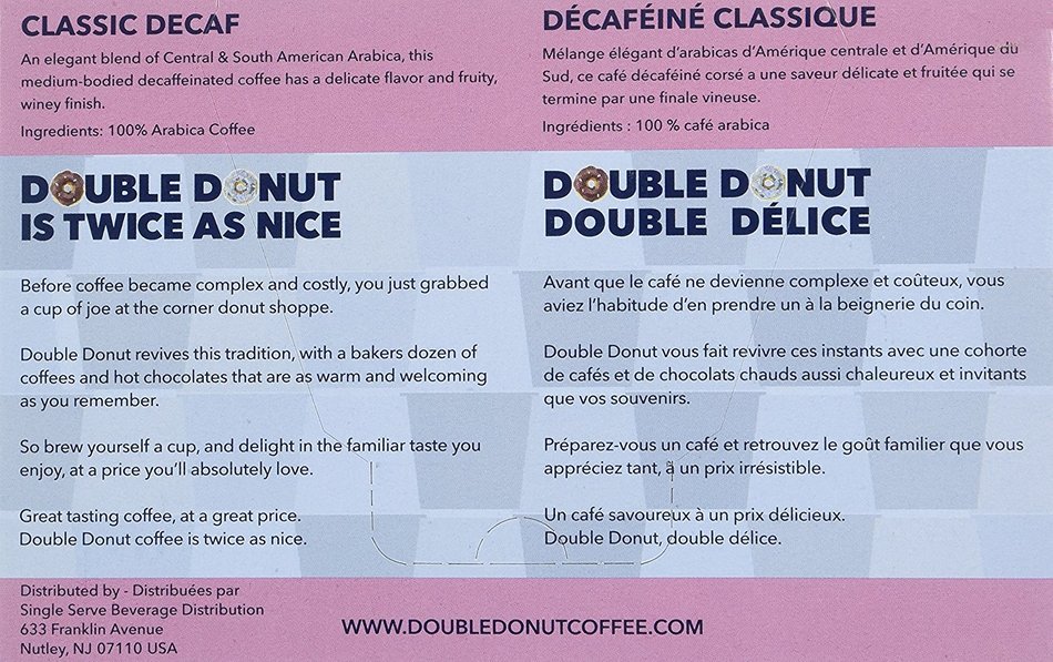 Double Donut&nbsp;Classic Decaf Coffee, in Recyclable Single Serve Cups for Keurig K-Cup Brewers, 24 Count N7