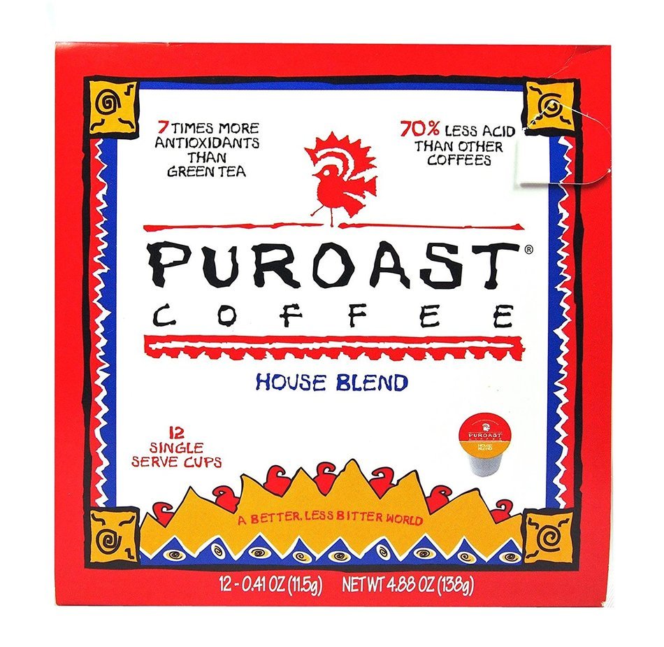 Puroast Low Acid Coffee House Blend Single Serve Coffee, Keurig Compatible, 4.88 Ounce N6
