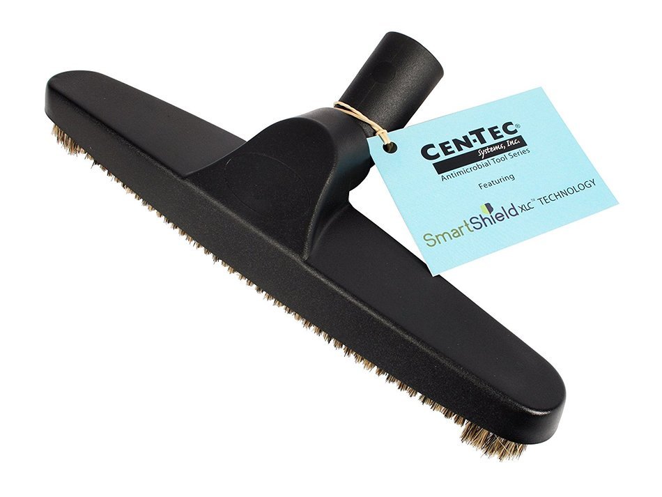 Cen-Tec Systems 34905 Hard Floor Vacuum Brush with Natural Fill and Applied Anti-Microbial Spray, 12", Black