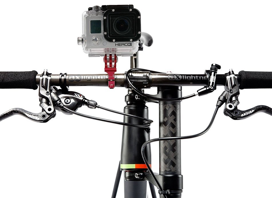 DURAGADGET Ultra-Strong Forged Aluminium Handlebar Mount in Red For GoPro Hero 4 (Black & Sliver), HERO, 3+, 3... N2