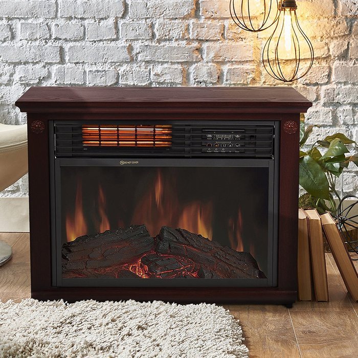 Gracelvoe Large Room Electric Quartz Infrared Fireplace Heater Deluxe Mantel Oak / Walnut (Dark Walnut) N20