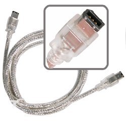 6 foot 6 pin Male to 6 pin Male silver Firewire Cable for IEEE 1394 devices N2