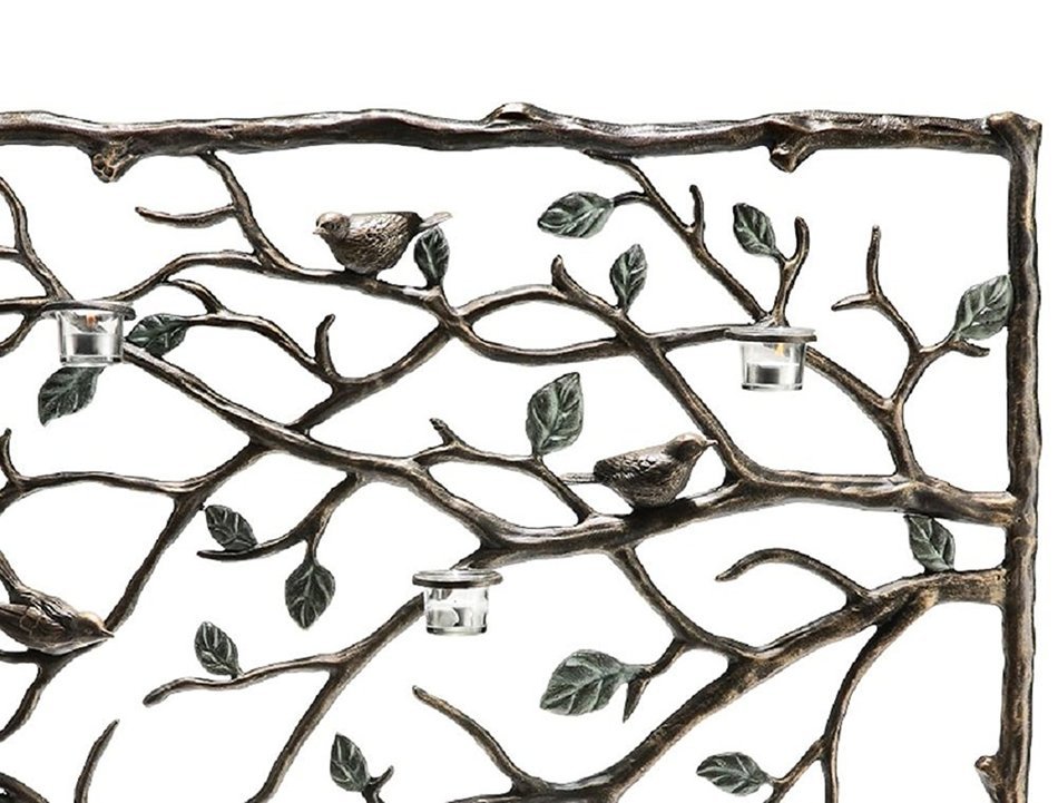 MutterMui Bird & Branch Leaf Votive Candleholder Fireplace Screen Bronze Finish 32.5inches H