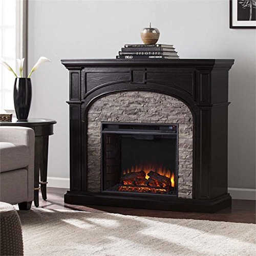Southern Enterprises Tanaya Electric Fireplace in Ebony and Gray N3