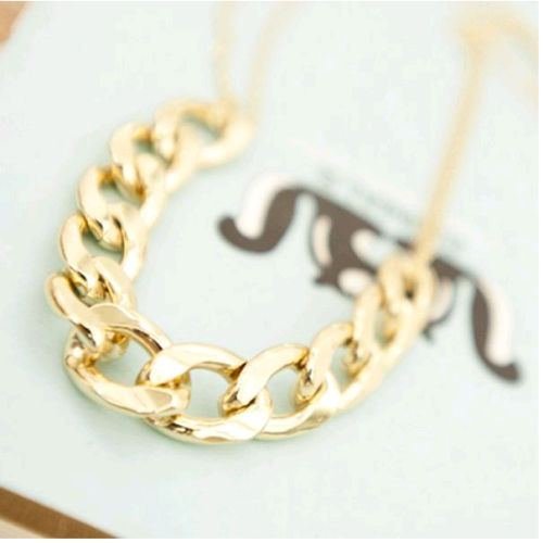 Punk Bib Statement Gold Metal Chunky Pendant Necklace Women Collar Chain Choker