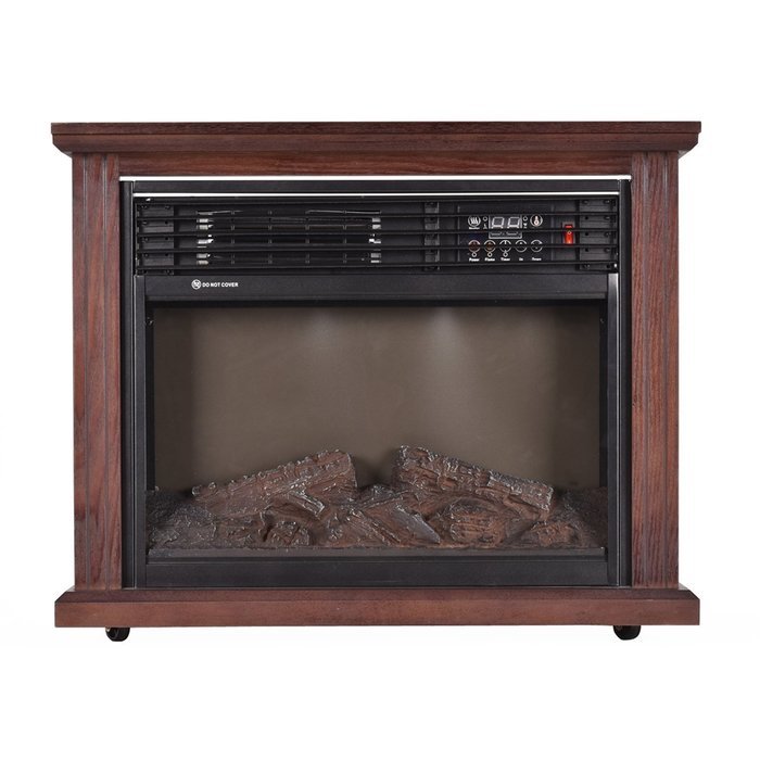 Giantex 28" Free Standing Electric Fireplace 1500W Glass View Log Flame Remote Home N9