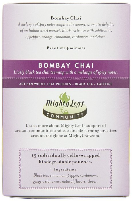 Mighty Leaf Tea, Bombay Chai, 15-Count Whole Leaf Pouches (Pack of 3) N4