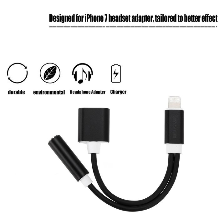 Dreamvasion 2 in 1 Lightning to 3.5mm Headphone Audio Adapter, [Aluminum alloy] 8Pin Lightning Port to 3.5mm Port...