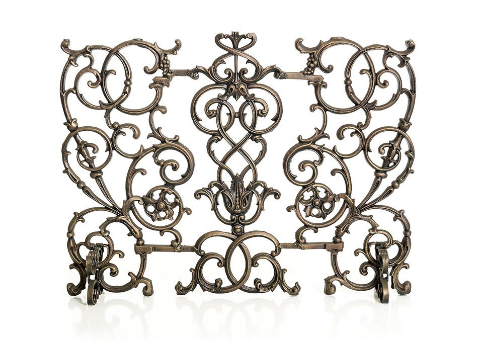 Fireplace Screen Cast Iron-Vineyard (Antique Gold)