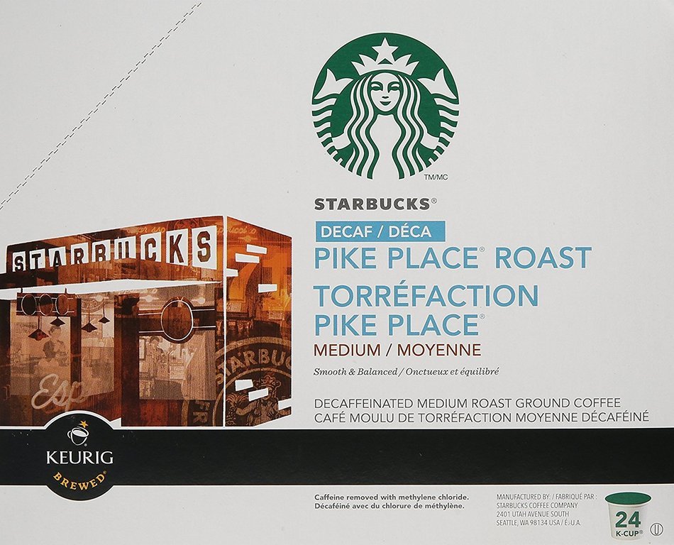 Starbucks Decaf Pike Place Roast K-Cup for Keurig Brewers, 24 Count