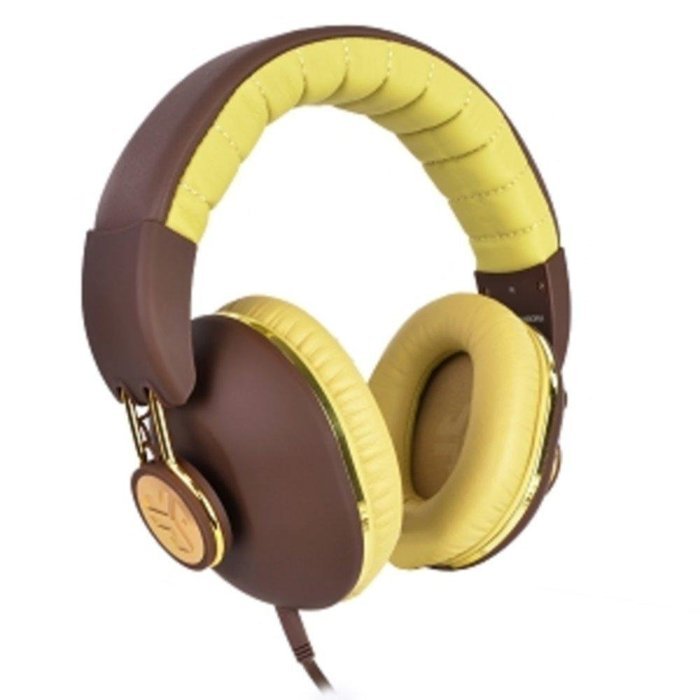 JLab Bombora Premium Over-Ear Headphones w/Detachable 3.5mm Flat Cable w/Inline Mic/Track Control (Brown/Gold)...