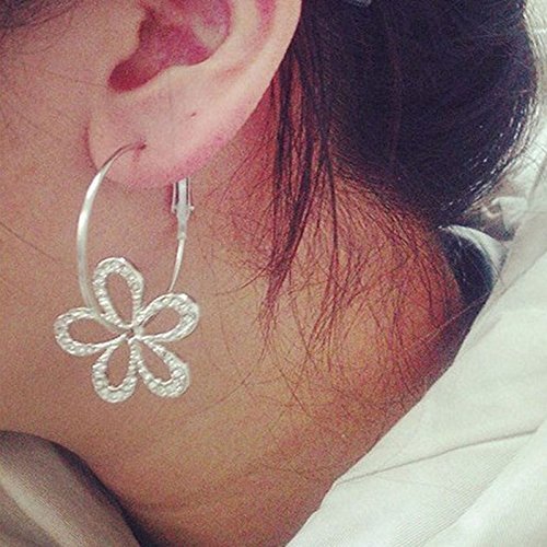 Women Elegant Silver Plated Crystal Rhinestone Flower Stud Earrings Hoop Jewelry N3