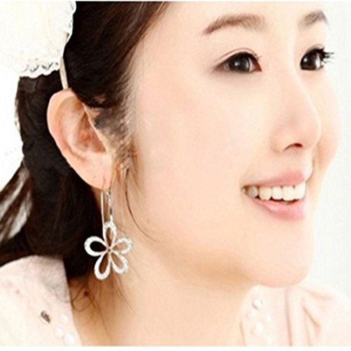 Women Elegant Silver Plated Crystal Rhinestone Flower Stud Earrings Hoop Jewelry N4