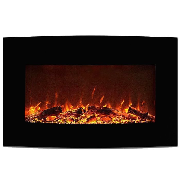 Elite Flame 35" York Curved Black Wall Mounted Electric Fireplace