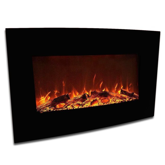 Elite Flame 35" York Curved Black Wall Mounted Electric Fireplace N2