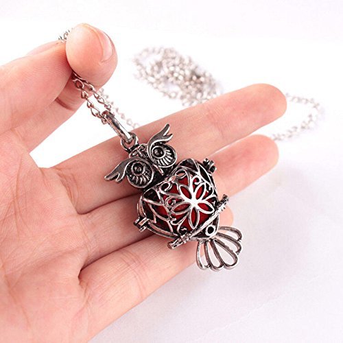 Fashion Owl Locket Essential Oil Aromatherapy Diffuser Necklace Pendant N3