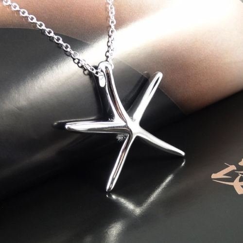 Fashion Womens Jewelry Silver Beautiful Starfish Pendant Necklace Chain