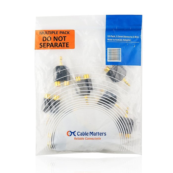 Cable Matters 5-Pack, Gold Plated 3-RCA Coupler N21