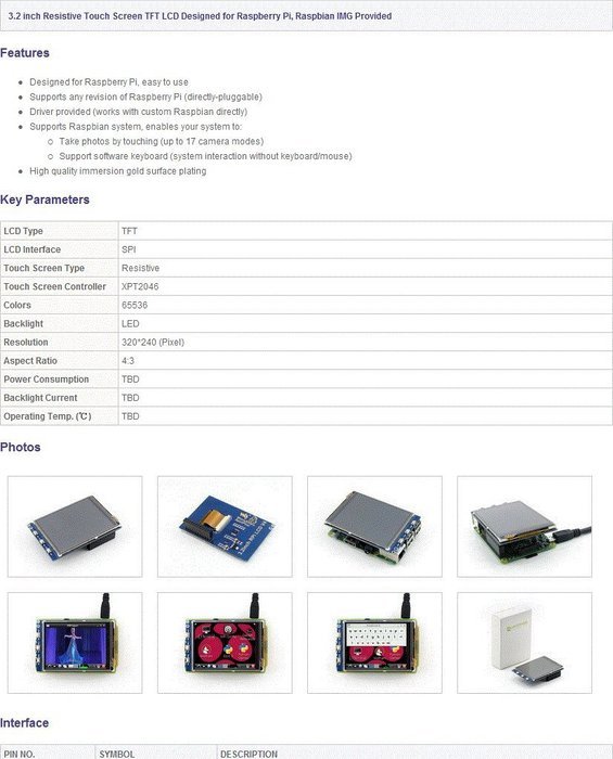 Waveshare raspberry pi lcd display module 3 2inch 320 240 tft resistive