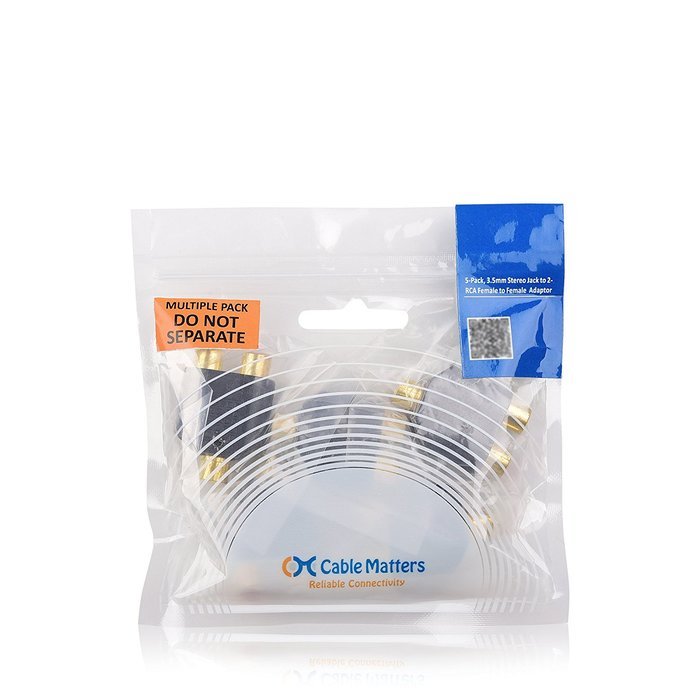 Cable Matters 5-Pack, Gold Plated 3-RCA Coupler N25