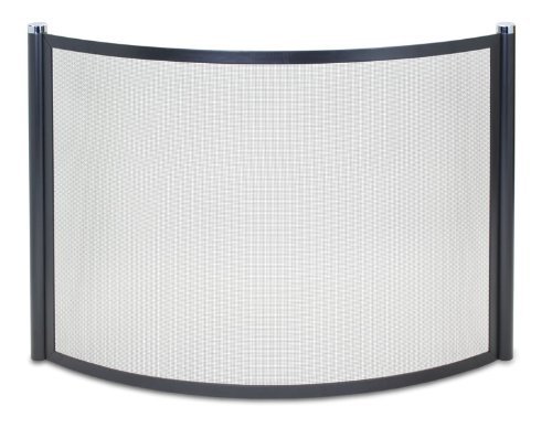 Pilgrim Home and Hearth 18345 Metro Bowed Fireplace Screen, Black and Polished Nickel