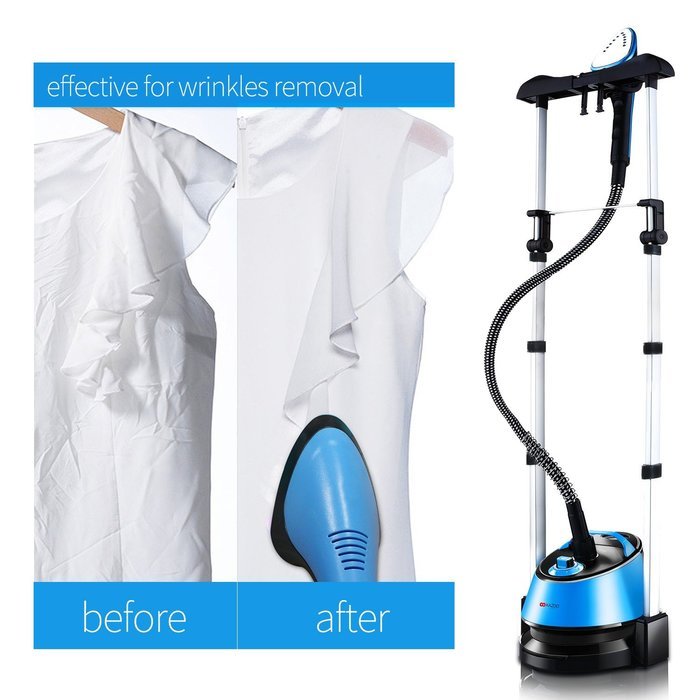 Walcut Blue 1350ml Professional Garment Clothes Fabric Dual Bar Steamer Portable Wrinkle Remover Iron Steam N8