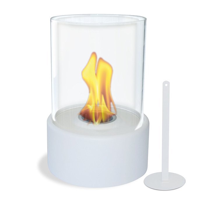 Pacific Decor Round Metal Table Fireplace, White