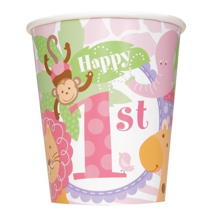 Pink Safari First Birthday Party Blowers, 8ct N10