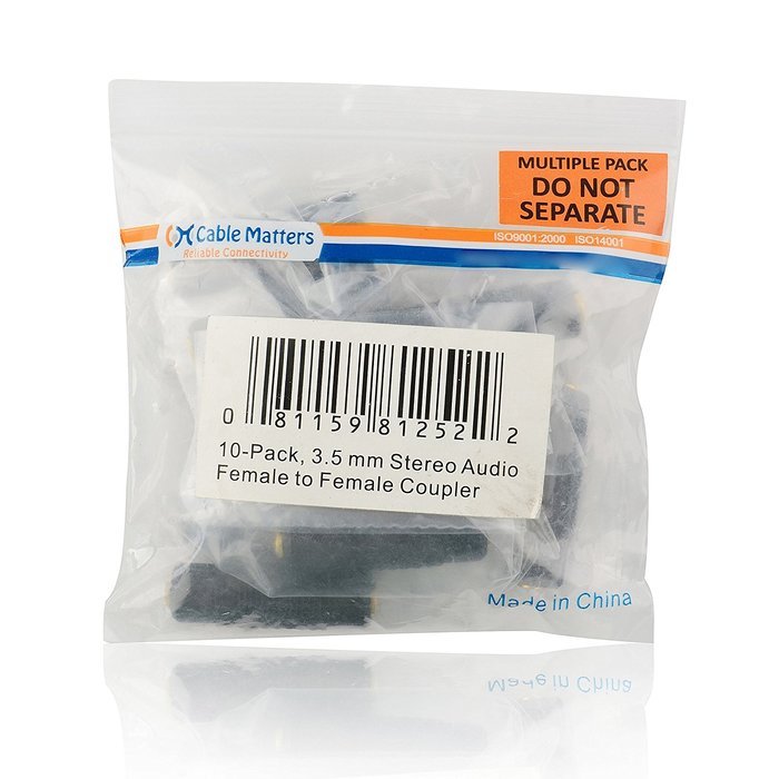 Cable Matters 5-Pack, Gold Plated 3-RCA Coupler N38