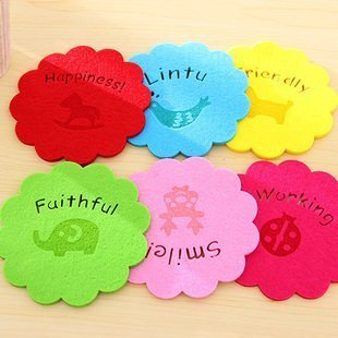 Cartoon multicolour coasters high temperature resistant non-woven bowl cup pad placemat heat insulation mat