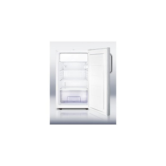 Summit CM411L7SSTB: Commercially listed 20" wide counter height refrigerator-freezer with a lock, stainless steel... N2