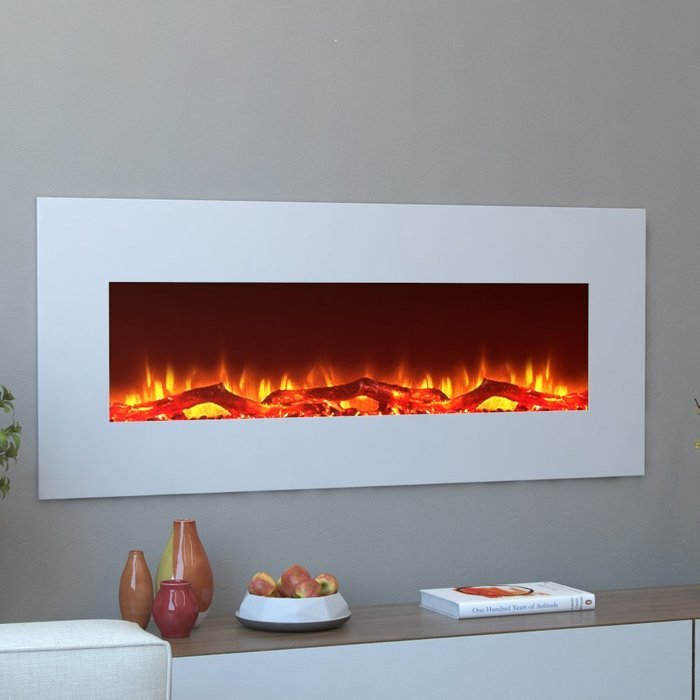 Moda Flame Houston 50" Electric Wall Mounted Fireplace in Black N11