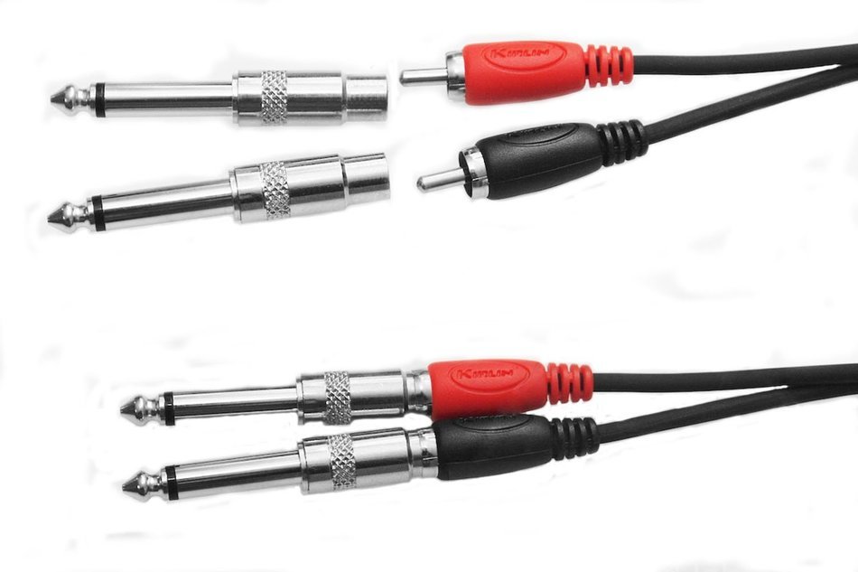 WOVTE RCA Stereo Jack to 6.35mm Mono Plug TS Adaptor Pack of 4