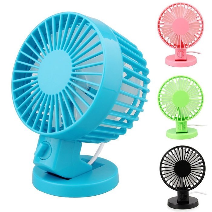 DealPeak Portable Dual Blade Strong Wind Super Mute Desk Table Fan USB Mini Fan Summer Cooler Fan (Pink) N13