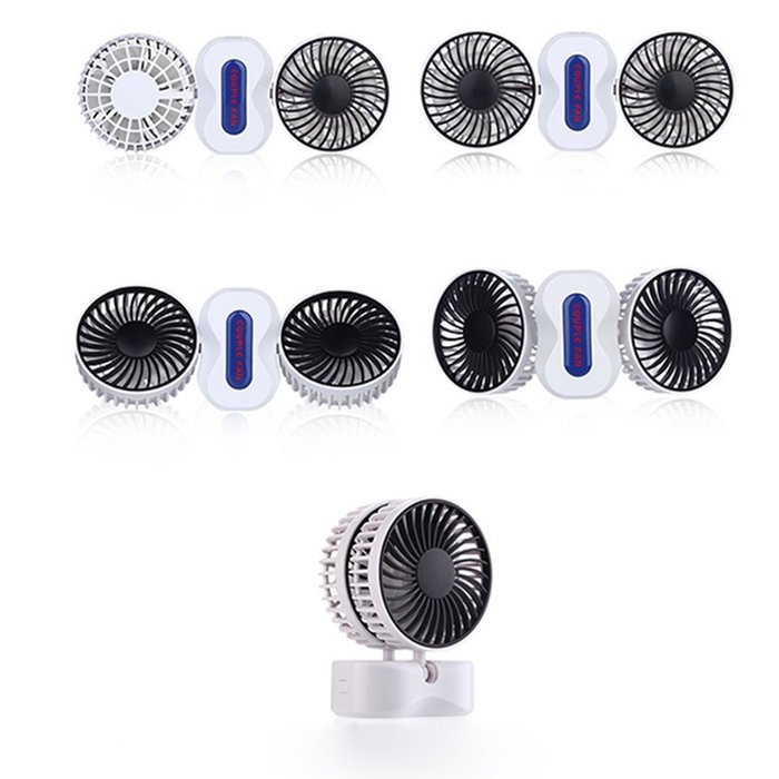 Moonmini Powerful Strong Wind USB Rechargeable 3 Speeds Folding Couples Fan Potable with Double Motor 360 Degrees... N8