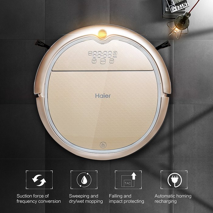 Haier Robot Vacuum Cleaner Floor Cleaner with Self Charging and Wet Mop with Remote Control Blue N11