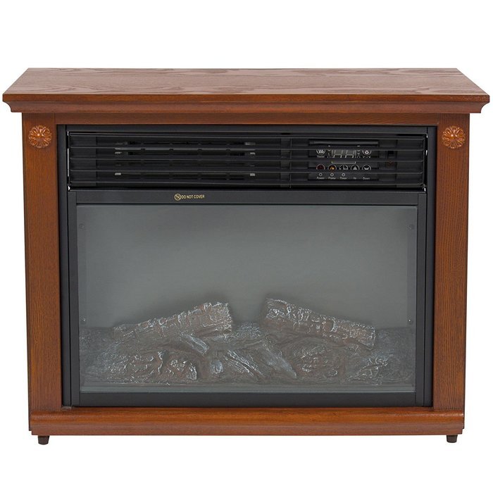Gracelvoe Large Room Electric Quartz Infrared Fireplace Heater Deluxe Mantel Oak / Walnut (Dark Walnut) N24