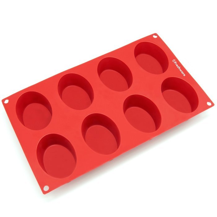 Freshware SL-133RD 8-Cavity Square Silicone Mold for Soap, Bread, Loaf, Muffin, Brownie, Cornbread, Cheesecake... N2