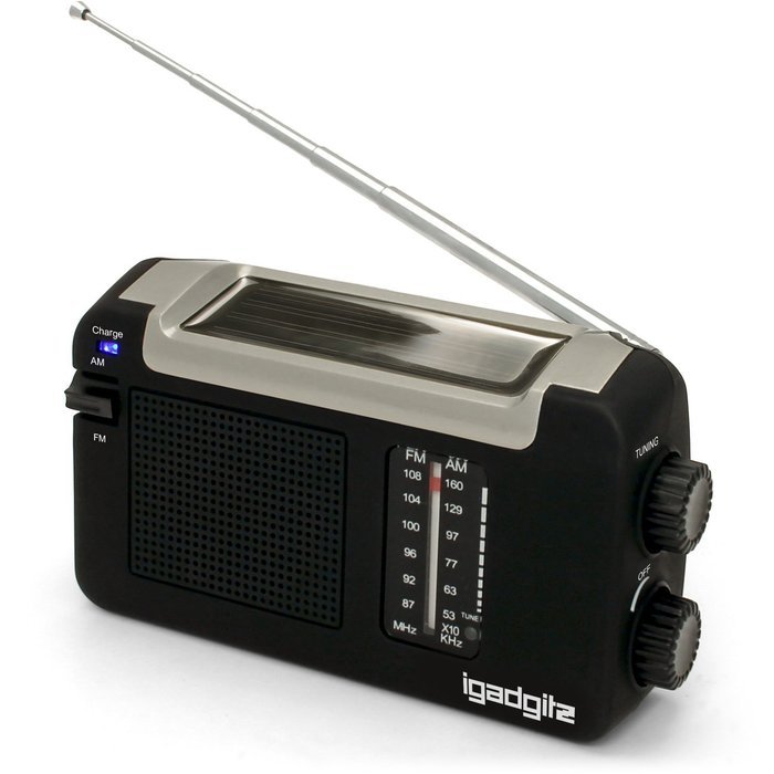 iGadgitz Xtra Wind Up, Solar, & USB Rechargeable Portable AM/FM Radio with 3 Year Warranty