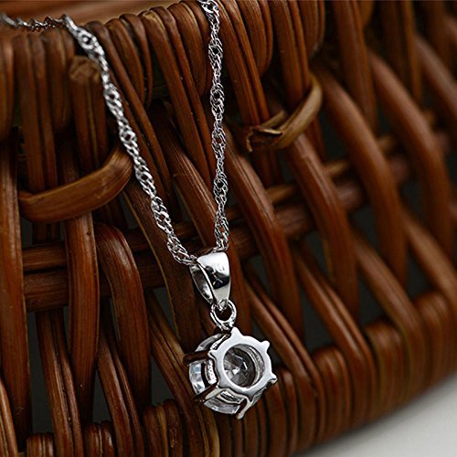 New Fashion Womens 925 Sterling Silver Zircon Crystal Necklace Pendants Jewelry