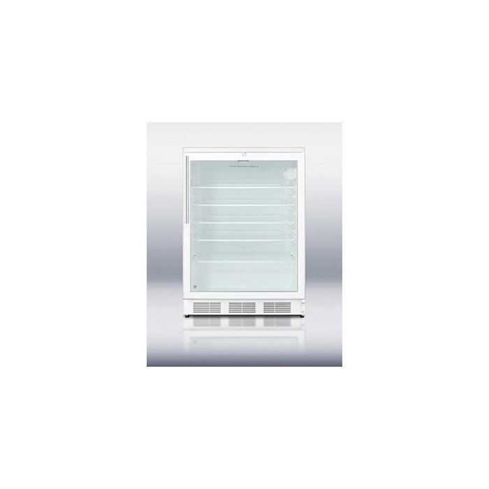 SCR600LHV Commercially listed counter height beverage center in 24" footprint, with white cabinet, glass door,...