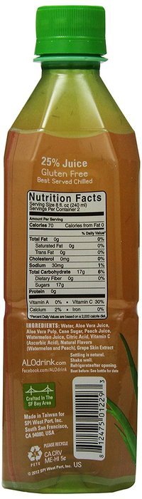 ALO Exposed Aloe Vera Juice Drink, Original + Honey, 16.9 Ounce (Pack of 12) N27