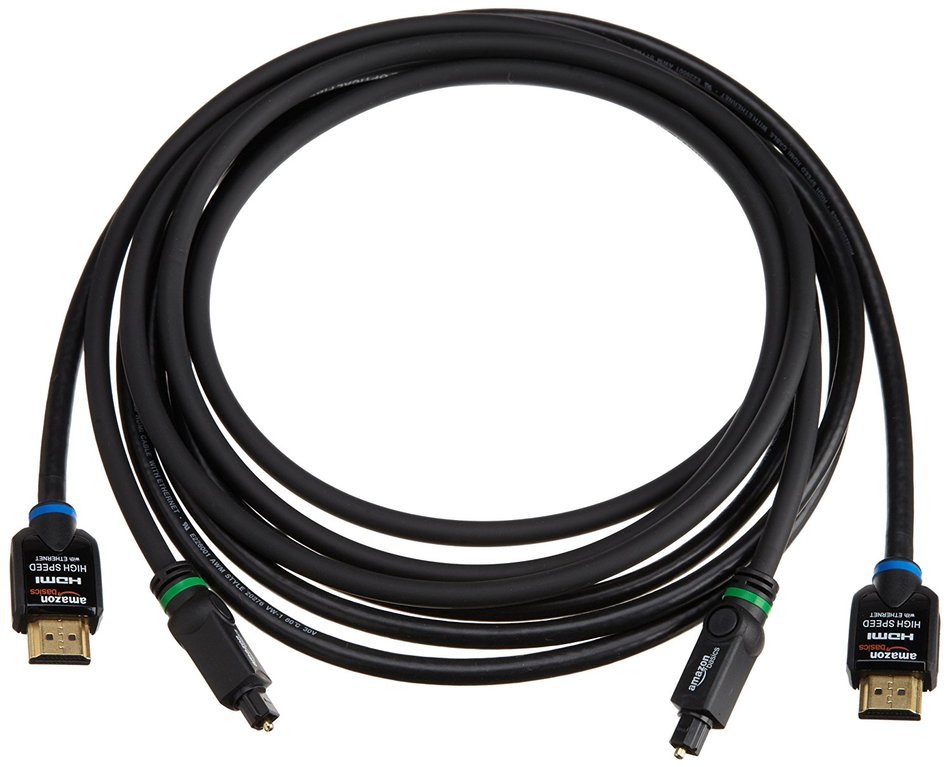 AmazonBasics High-Speed HDMI Cable and Digital Audio Optical Cable 2-Pack - 6-Feet (1.8 Meters) N2